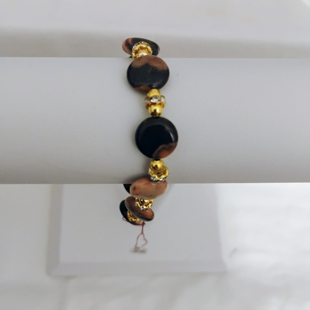 Hand Crafted Tigers Eye and Gold Bracelet